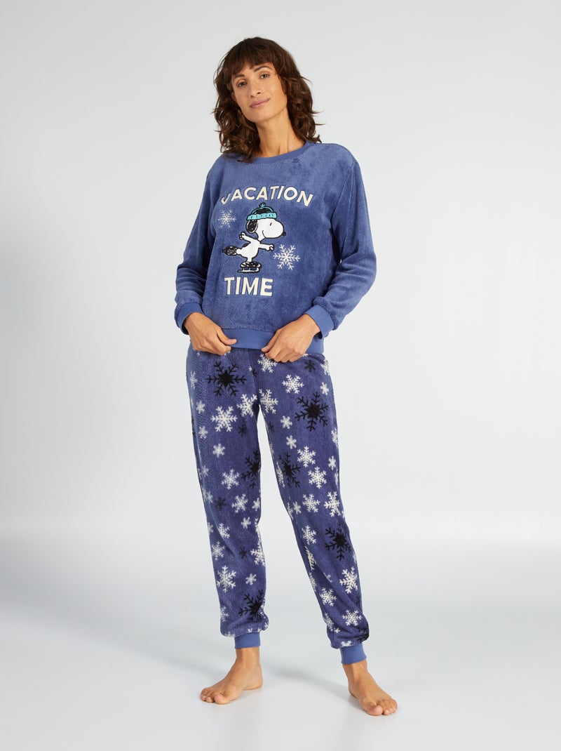 Pyjama van fleece met Snoopy - 2-delig BLAUW - Kiabi