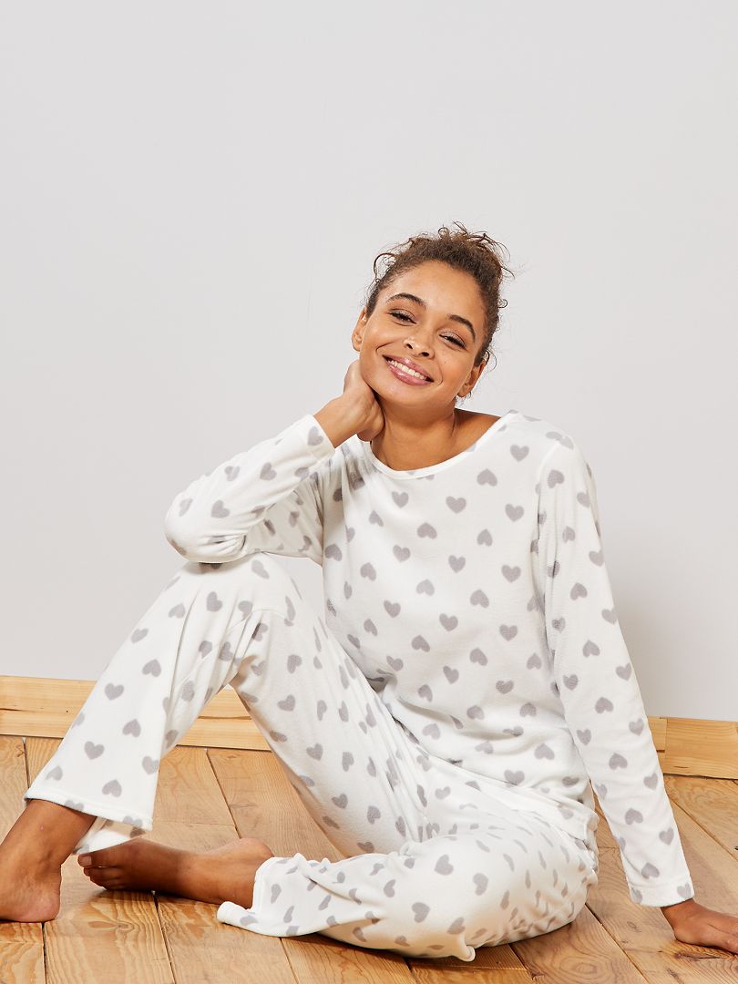 Pyjama van fleece WIT - Kiabi