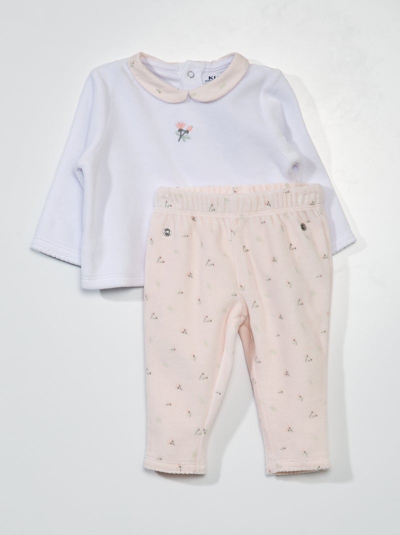 Pyjama van fleecestof met peterpankraagje - 2-delig ROSE - Kiabi