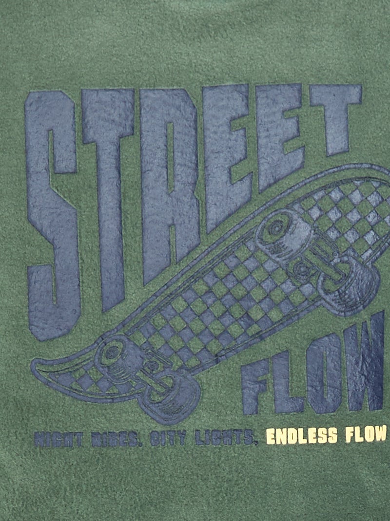 Pyjama van fleecestof met print Groen - Kiabi