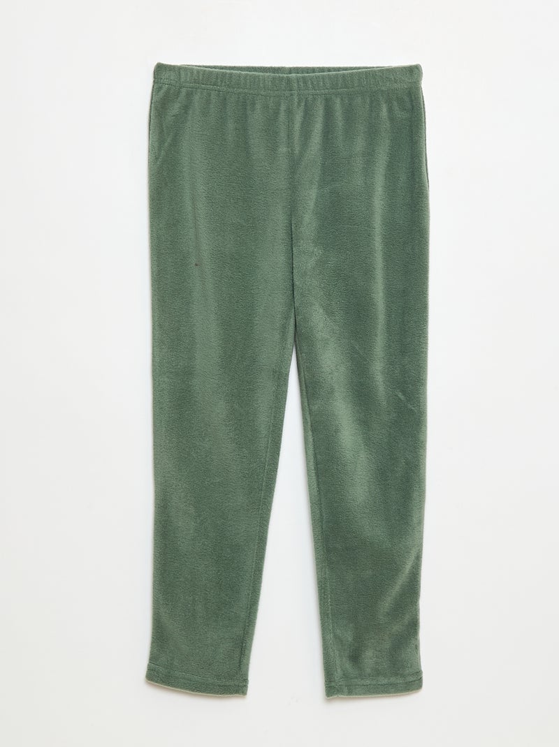 Pyjama van fleecestof met print Groen - Kiabi