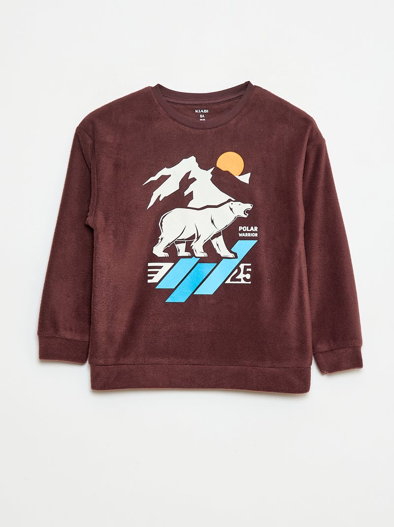 Pyjama van fleecestof met print Rood - Kiabi