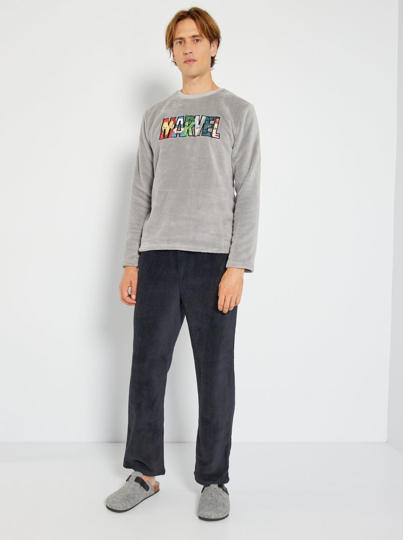 Pyjama van fleecetricot met Marvel-print - 2-delig grijs - Kiabi