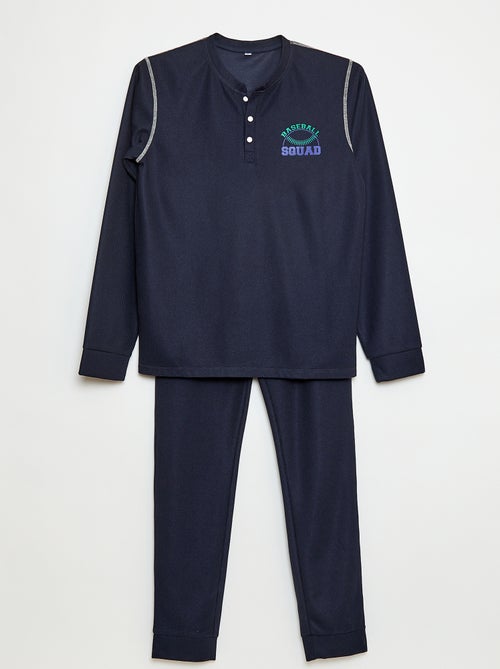 Pyjama van gewafeld tricot in baseballthema - 2-delig - Kiabi