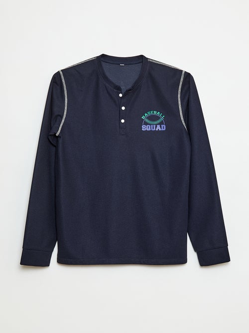 Pyjama van gewafeld tricot in baseballthema - 2-delig - Kiabi