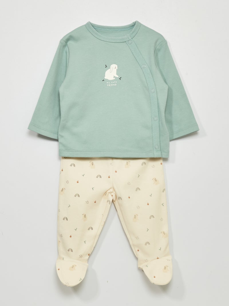Pyjama van interlock - 2-delig BLAUW - Kiabi
