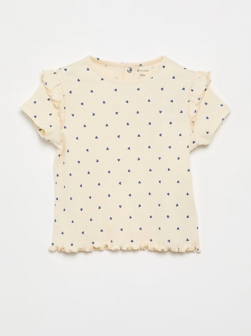 Pyjama van pointelle-tricot met T-shirt en short - 2-delig - Kiabi
