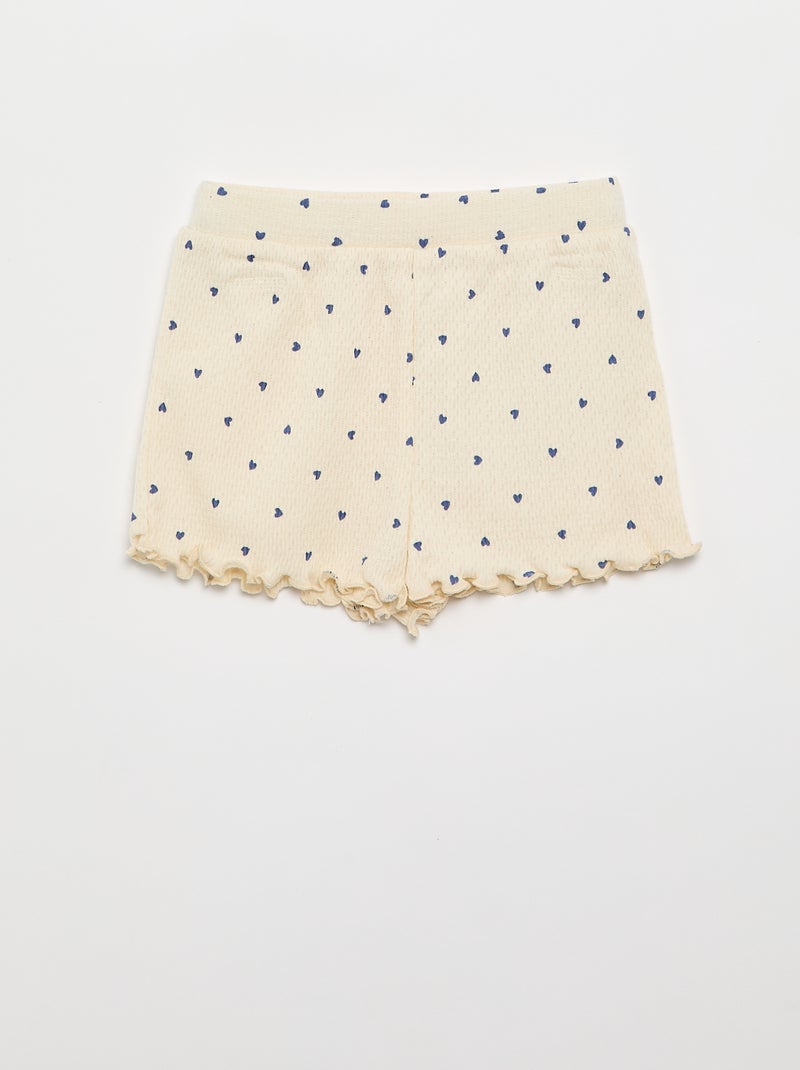 Pyjama van pointelle-tricot met T-shirt en short - 2-delig Biege - Kiabi