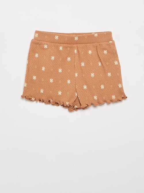 Pyjama van pointelle-tricot met T-shirt en short - 2-delig - Kiabi