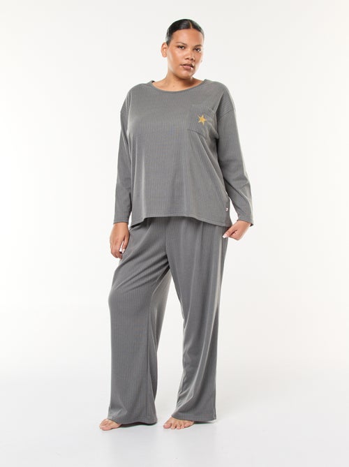 Pyjama van ribstof - 2-delig - Kiabi