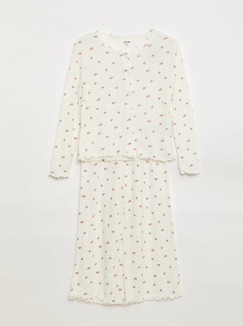 Pyjama van tricot met fijn ajourmotiefje - 2-delig - Kiabi