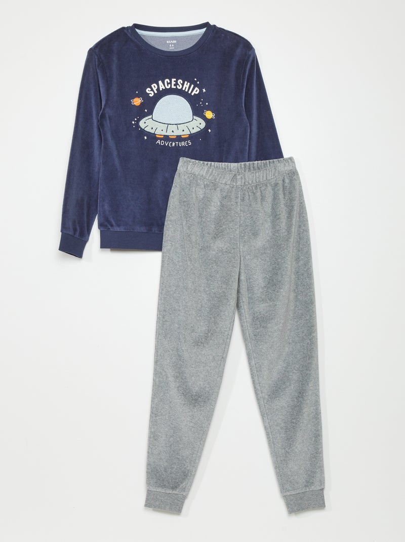 Pyjama van velours - 2-delig BLAUW - Kiabi