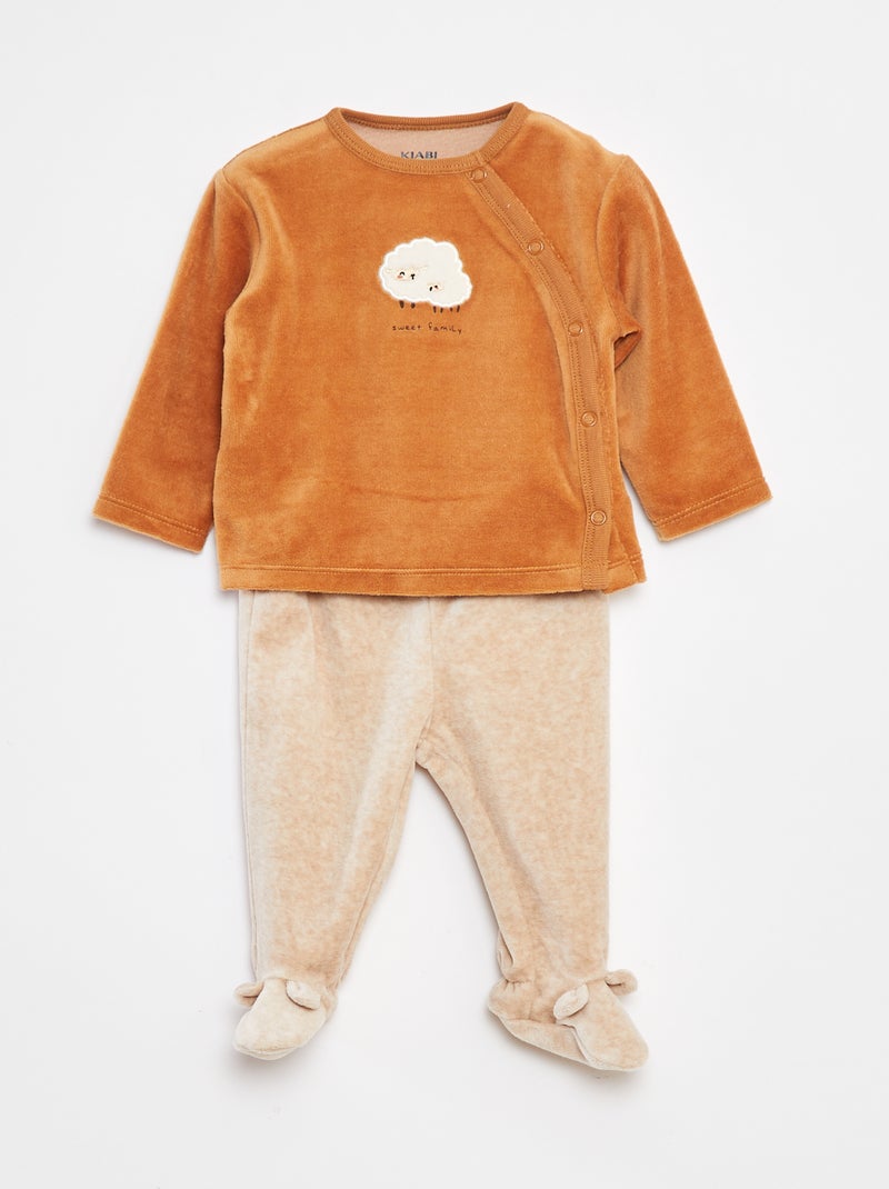 Pyjama van velours - 2-delig Oranje - Kiabi