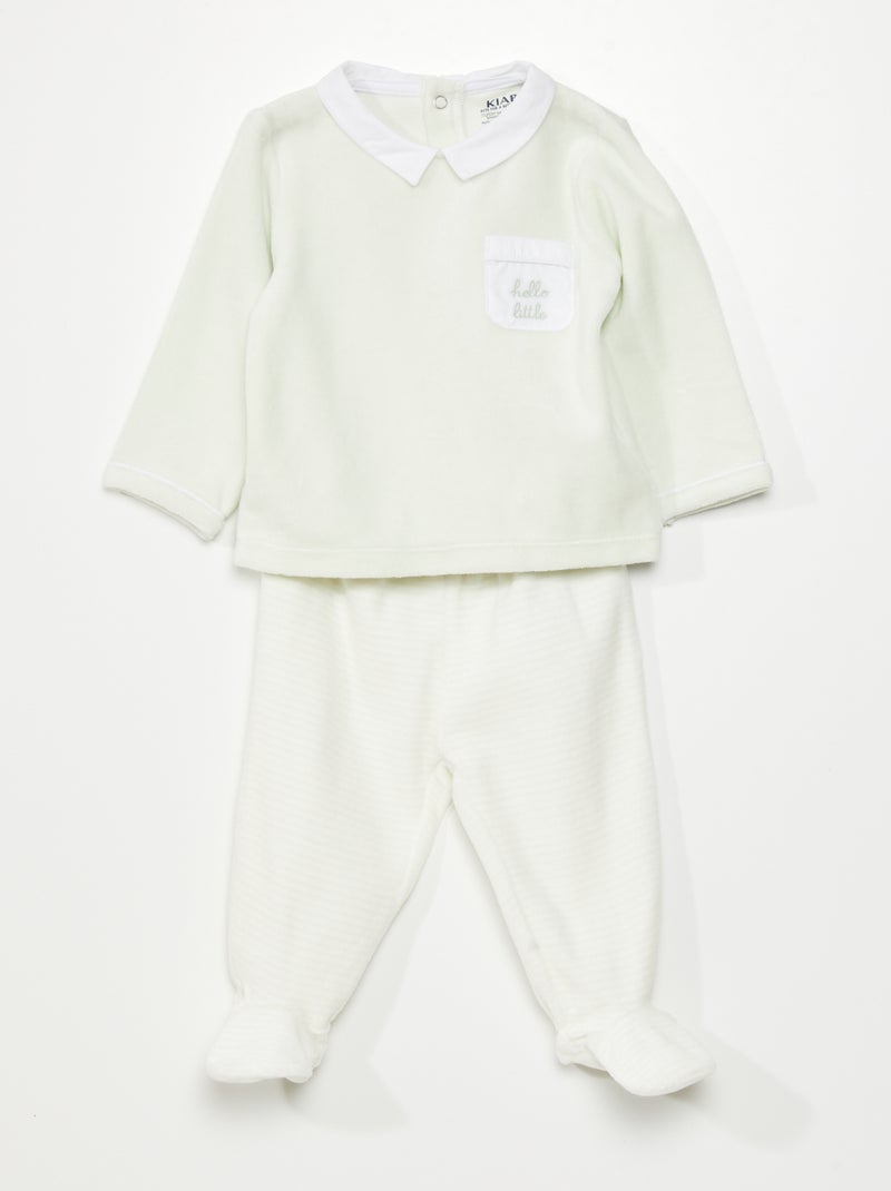 Pyjama van velours - 2-delig WIT - Kiabi
