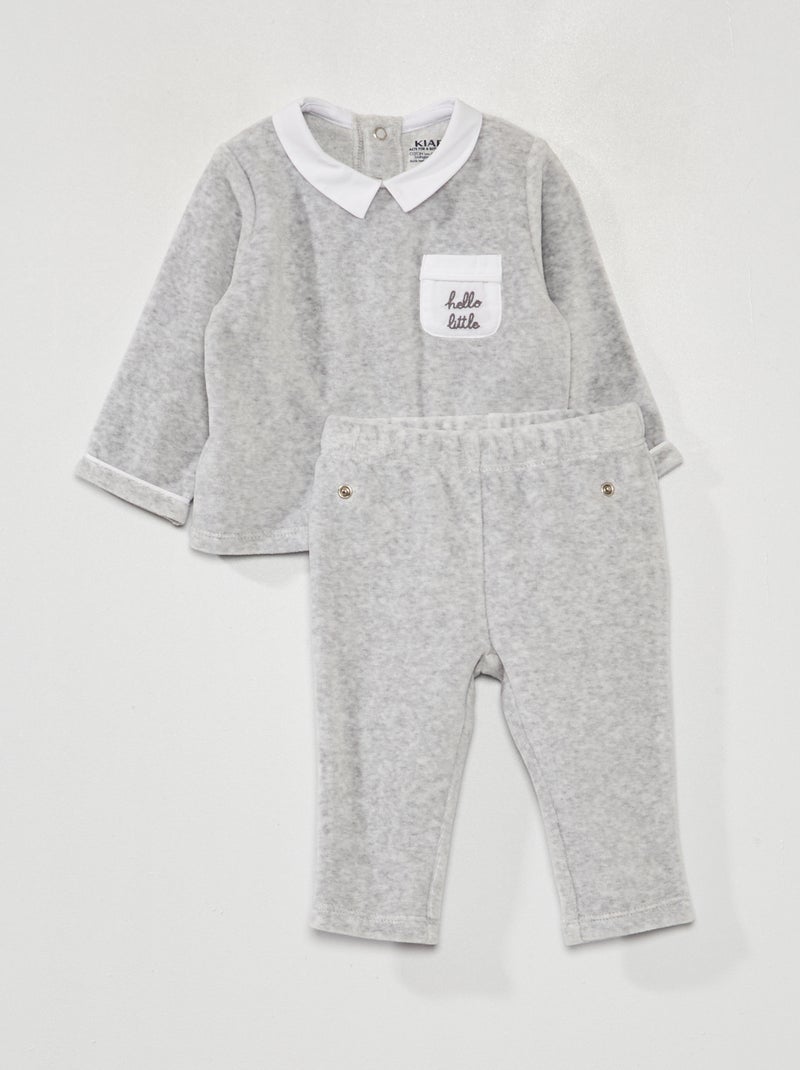 Pyjama van velours - 2-delig WIT - Kiabi