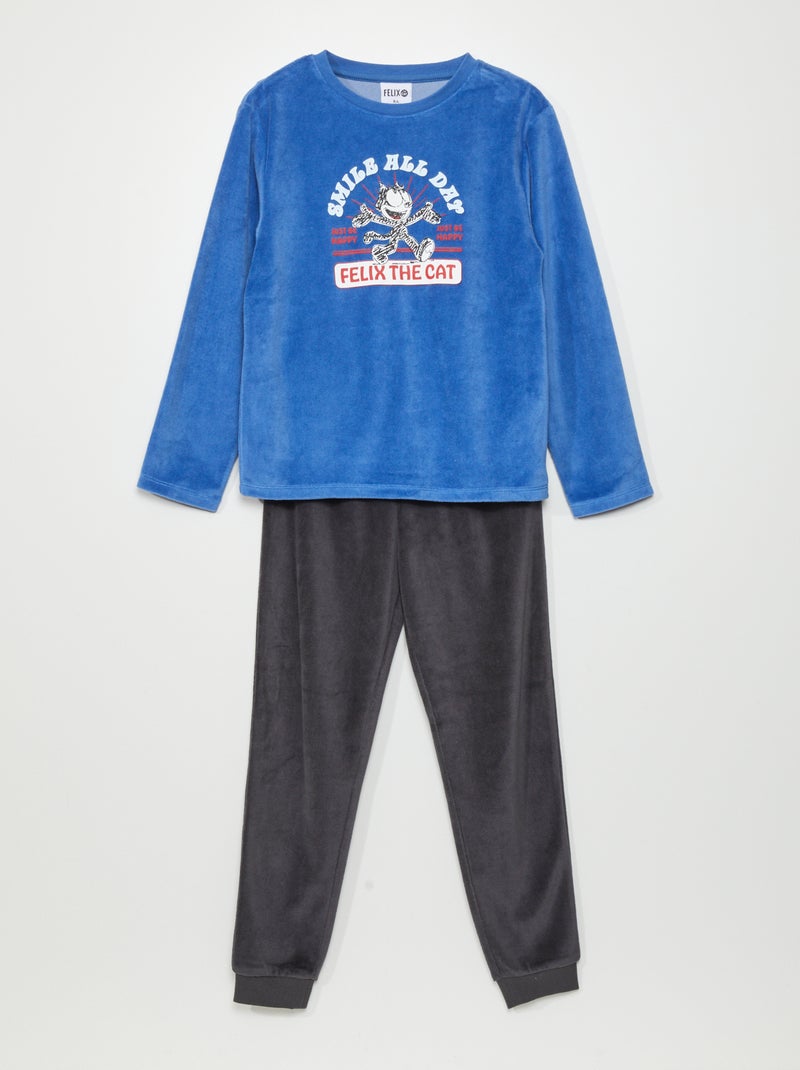 Pyjama van velours 'Felix de Kat' - 2-delig BLAUW - Kiabi