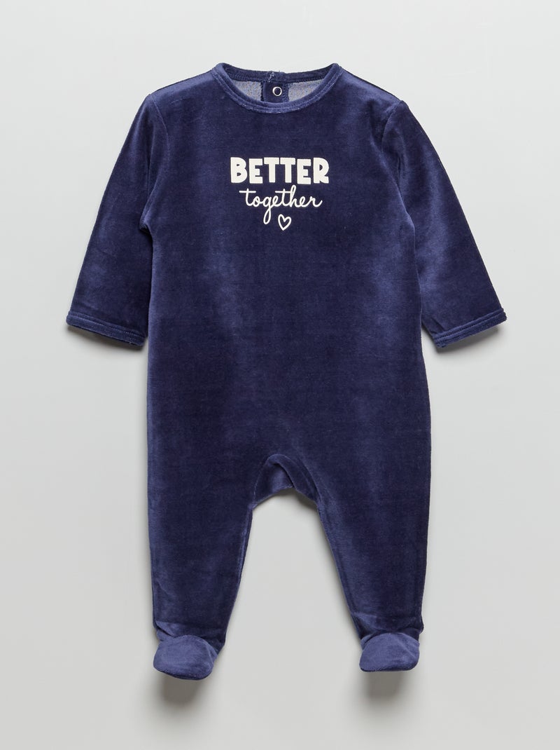Pyjama van velours met opschrift BLAUW - Kiabi