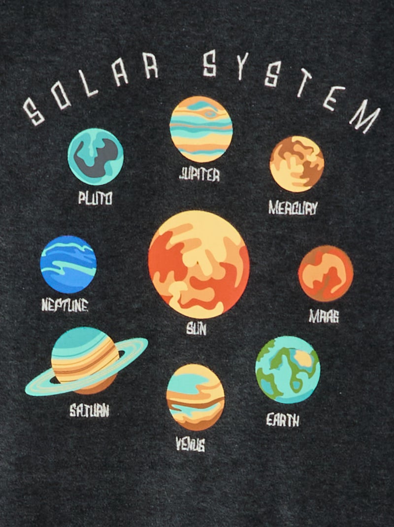 Pyjama van velours met print - Sweater + broek - 2-delig Bruin - Kiabi