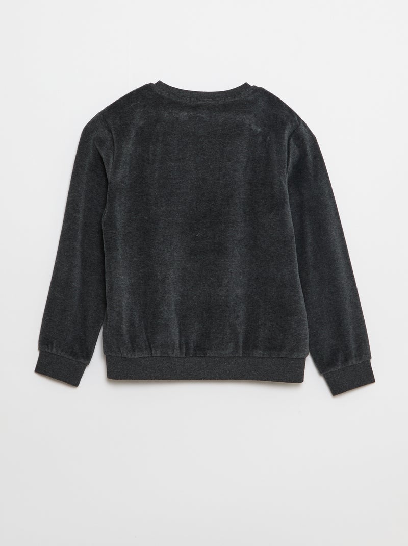 Pyjama van velours met print - Sweater + broek - 2-delig Bruin - Kiabi