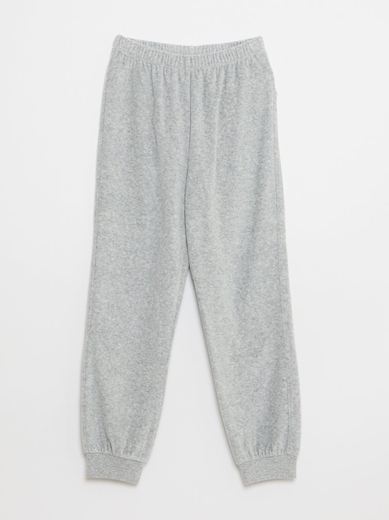 Pyjama van velours met print - Sweater + broek - 2-delig Bruin - Kiabi