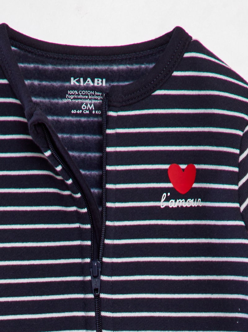 Pyjama van warme joggingstof in liefdesthema BLAUW - Kiabi