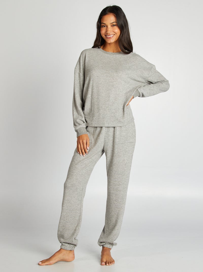 Pyjama van zacht tricot - 2-delig WIT - Kiabi