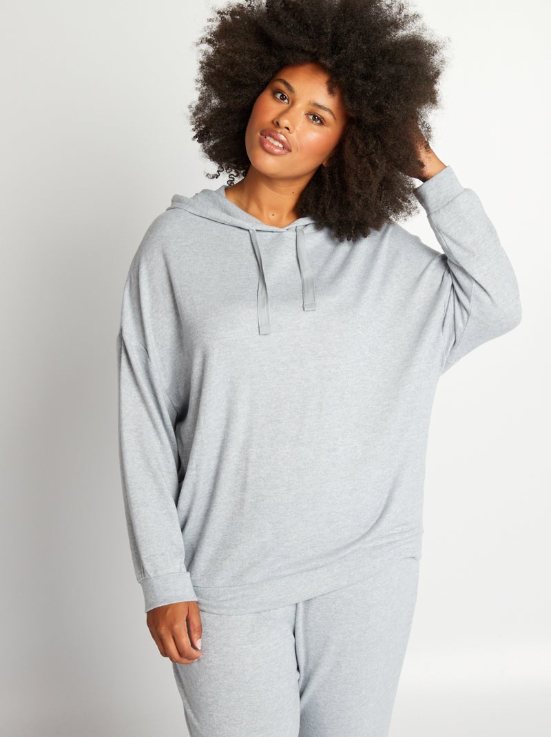 Pyjama van zacht tricot - Sweater BLAUW - Kiabi