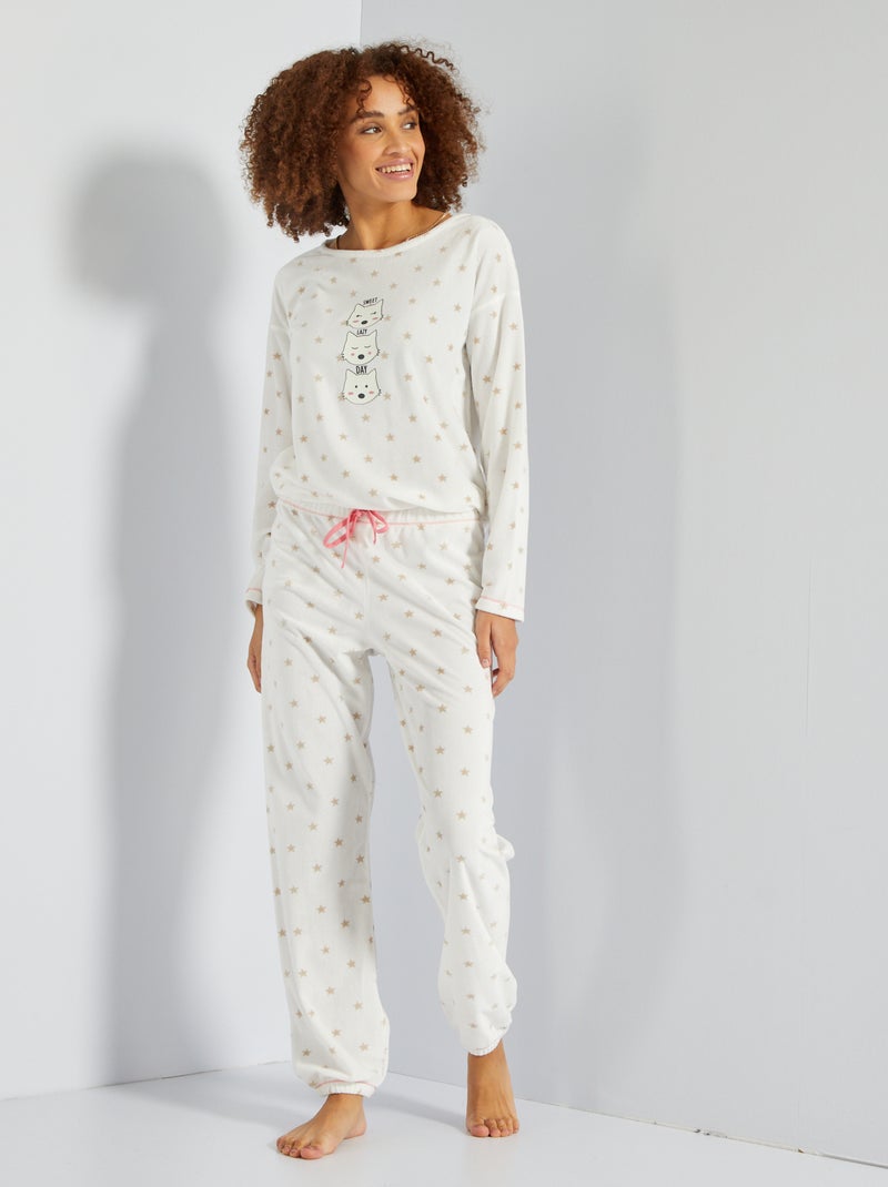 Pyjama van zachte tricot - 2-delig BIEGE - Kiabi