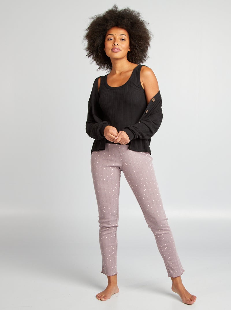 Pyjamabroek met print en fijn ajourmotiefje PAARS - Kiabi