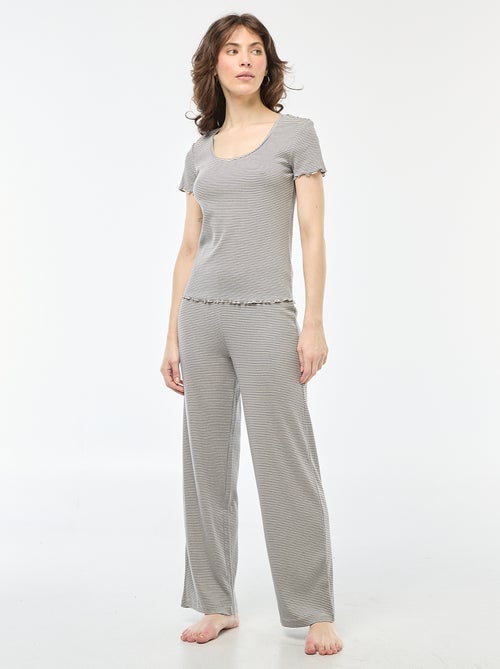 Pyjamabroek met ribbeltextuur - - Kiabi