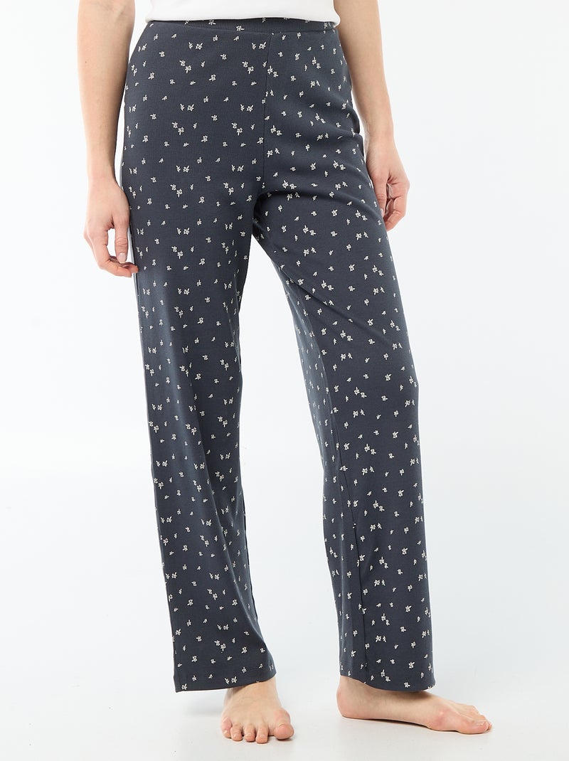 Pyjamabroek met ribbeltextuur - Blauw - Kiabi