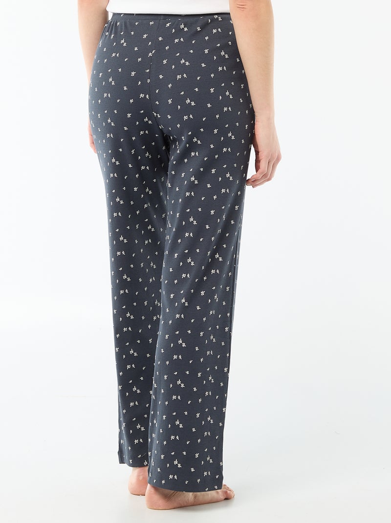 Pyjamabroek met ribbeltextuur - Blauw - Kiabi