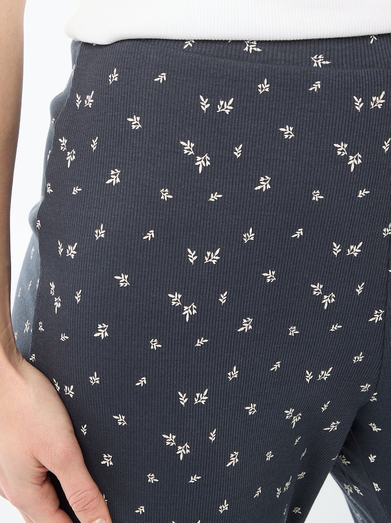 Pyjamabroek met ribbeltextuur - Blauw - Kiabi
