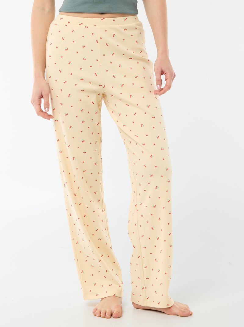 Pyjamabroek met ribbeltextuur - Geel - Kiabi