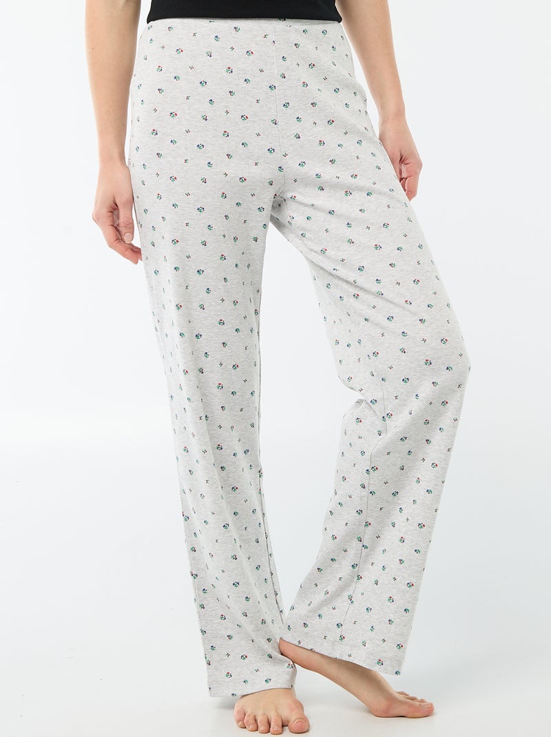 Pyjamabroek met ribbeltextuur - Grijs - Kiabi
