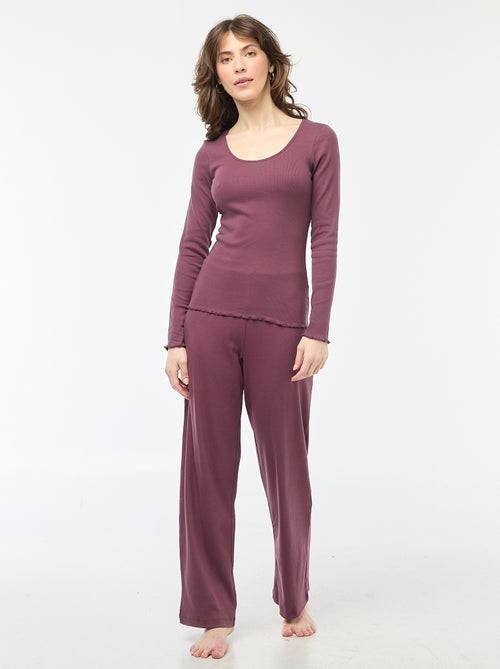 Pyjamabroek met ribbeltextuur - - Kiabi