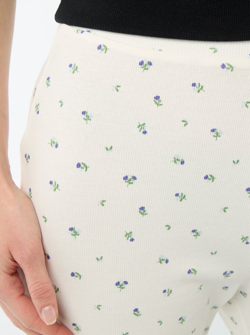 Pyjamabroek met ribbeltextuur - Wit - Kiabi