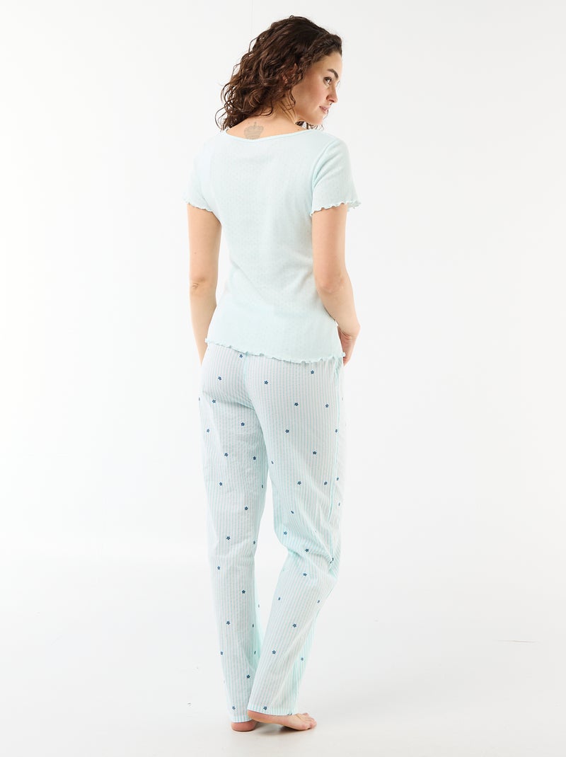 Pyjamabroek van katoenvoile met print Blauw - Kiabi