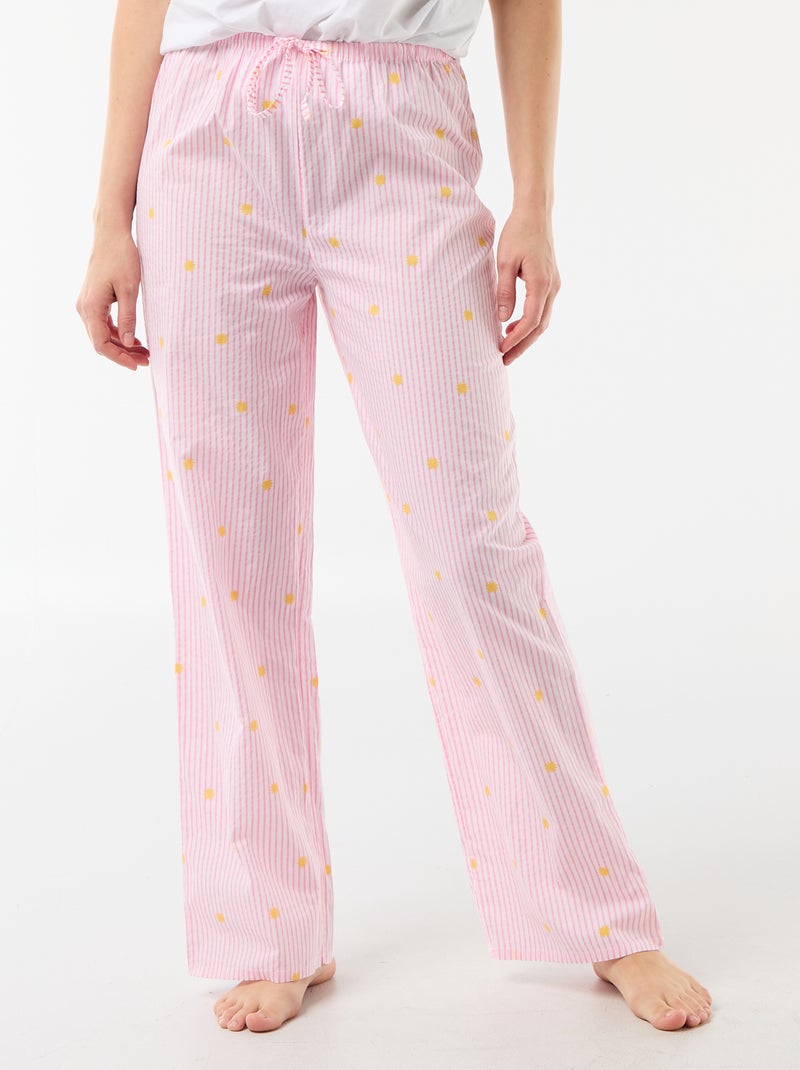 Pyjamabroek van katoenvoile met print Oranje - Kiabi