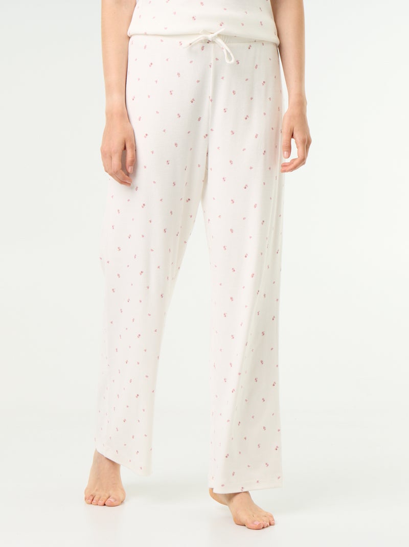 Pyjamabroek van ribgebreide stof Wit - Kiabi