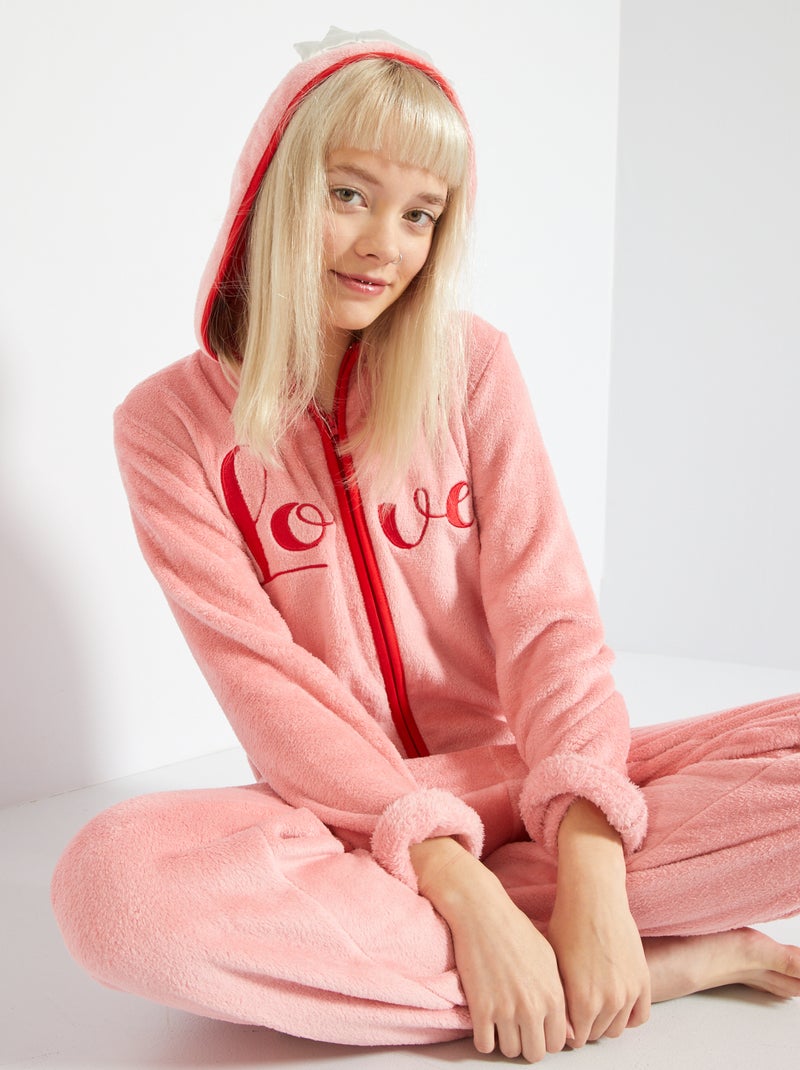 Pyjamapak van fleece roze - Kiabi