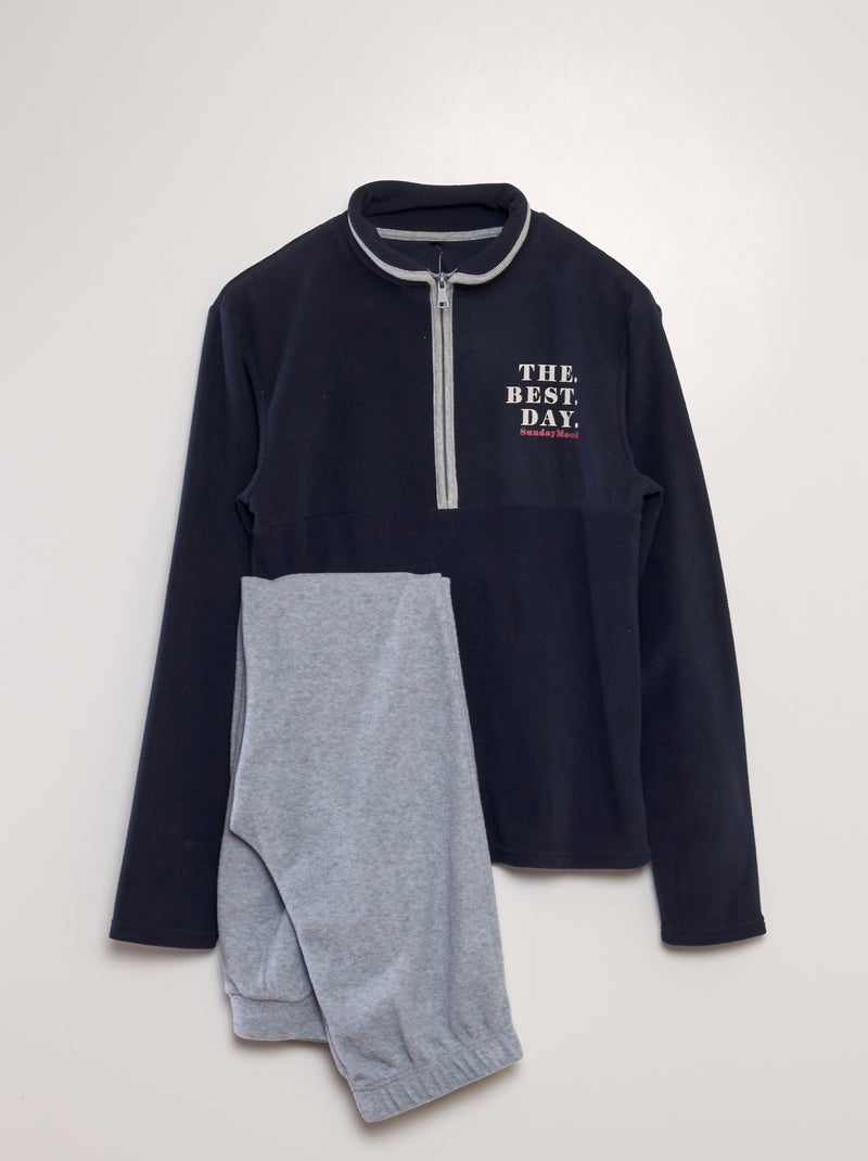 Pyjamapakje van fleece - Sweater + broek - 2-delig BLAUW - Kiabi