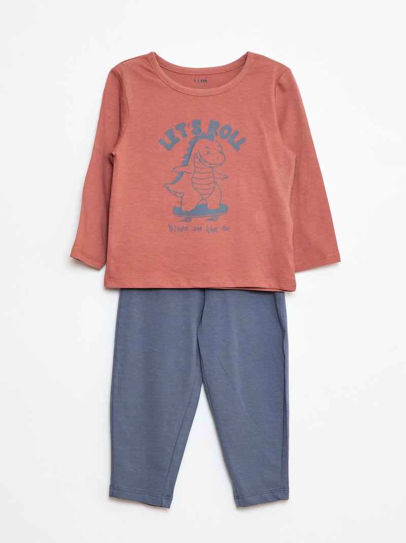 Pyjamaset - T-shirt + legging met print - 2-delig Rood - Kiabi