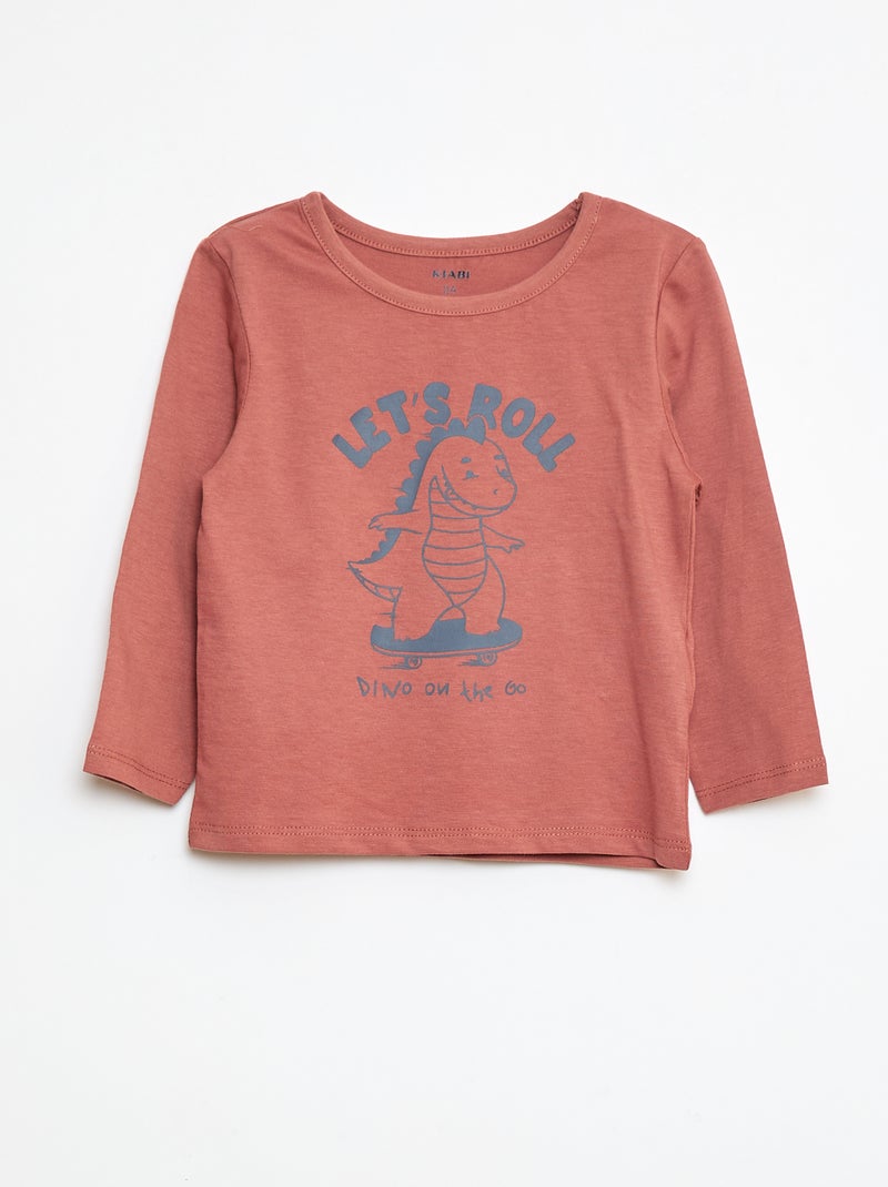 Pyjamaset - T-shirt + legging met print - 2-delig Rood - Kiabi