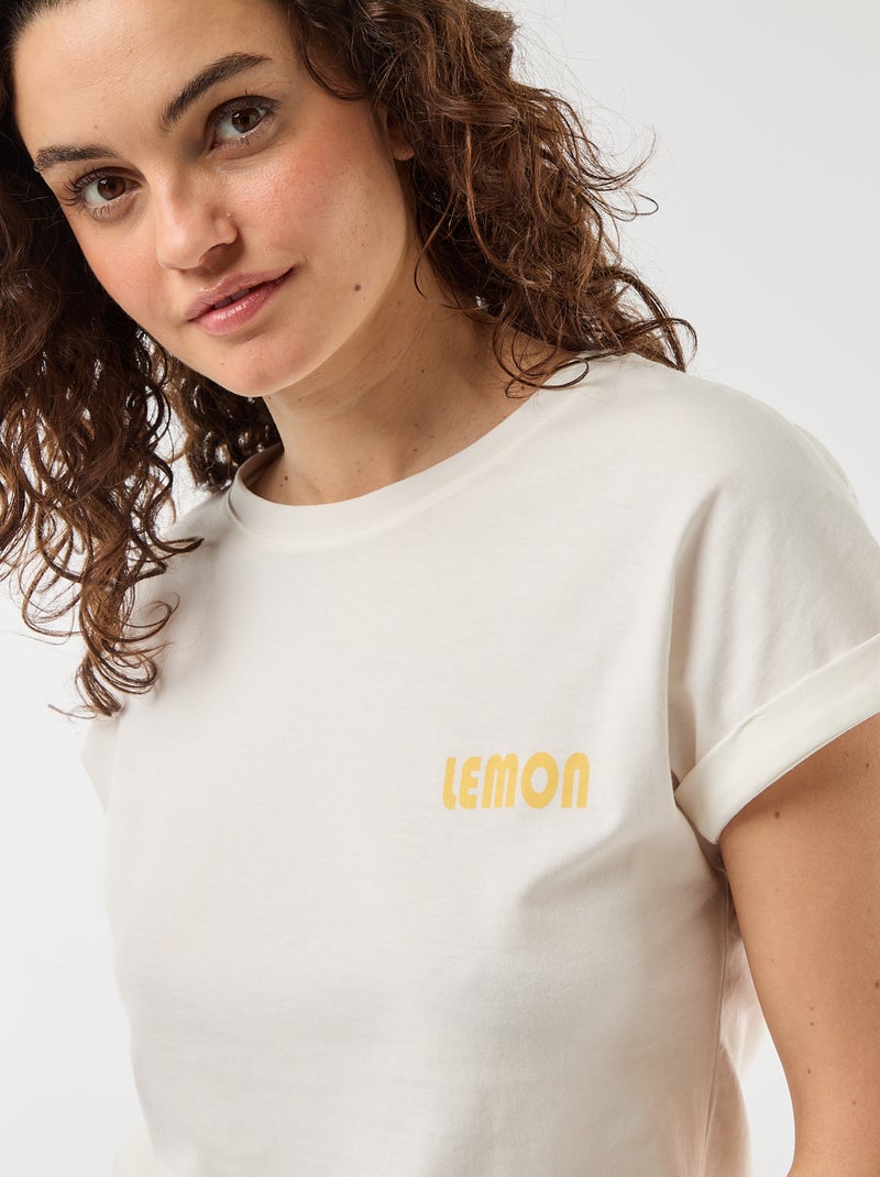 Pyjamaset met T-shirt en geruite broek - 2-delig Geel - Kiabi