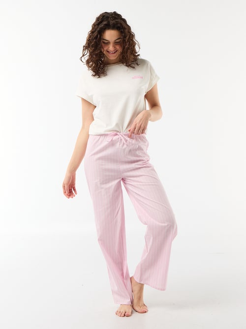 Pyjamaset met T-shirt en geruite broek - 2-delig - Kiabi