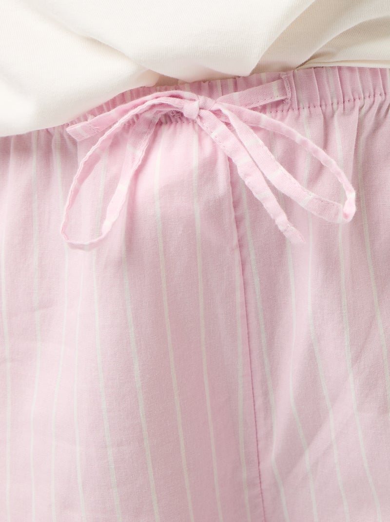 Pyjamaset met T-shirt en geruite broek - 2-delig Roze - Kiabi
