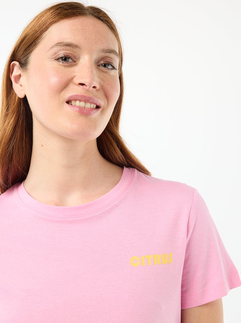 Pyjamaset top + lichte short met all-over streep Paars - Kiabi