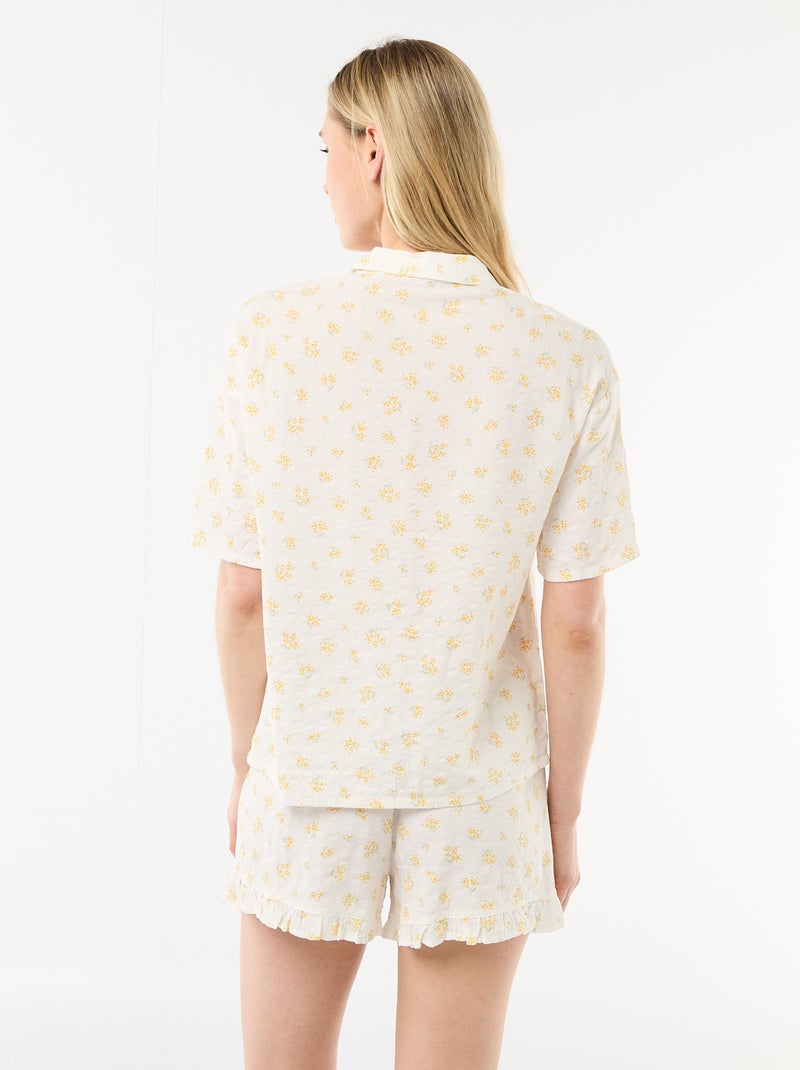 Pyjamaset top + short all-over Wit - Kiabi