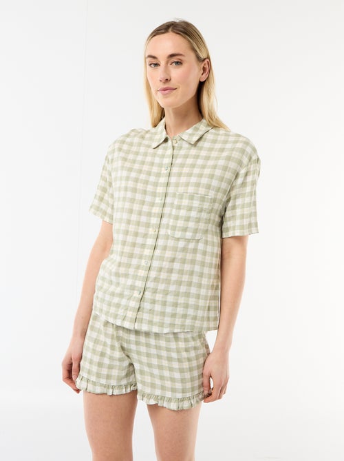 Pyjamaset top + short met ruitjes - Kiabi